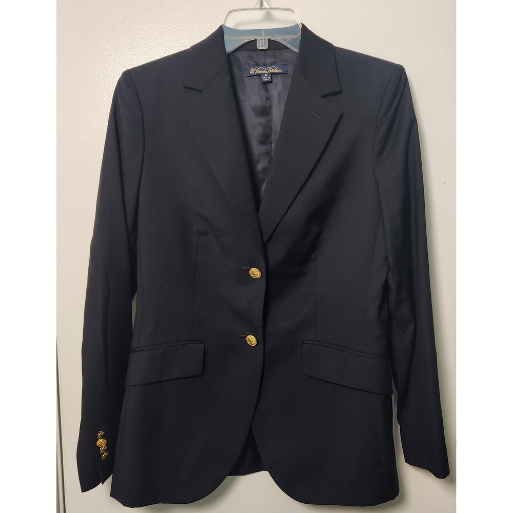 Brooks Brothers Loro Piana Italy New Zeeland Merino Wool‎ Blazer Black Gold Sz 6